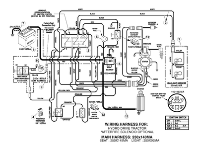 Electrical System Diagram and Parts List for 405606X78B 2006 Briggs and Stratton Lawn Tractor